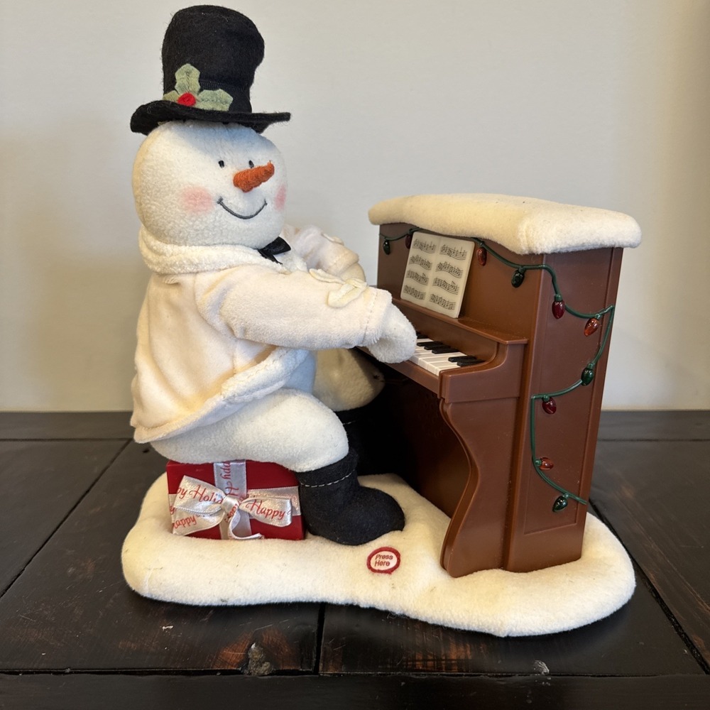 2005 Hallmark Jingle Pals Snowman Playing Piano SEE VIDEO Lights Sings No Motion